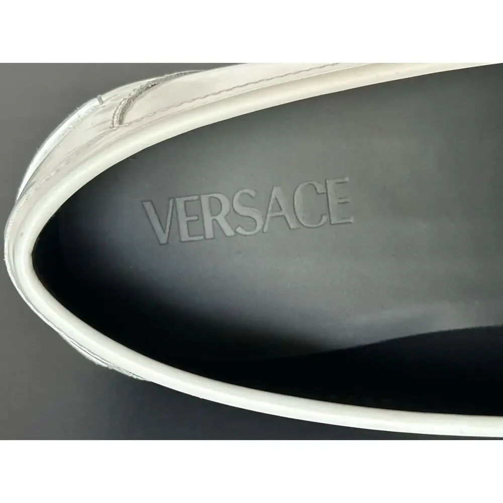 VERSACE Men's Medusa White Leather Loafers 9.5 US (42.5 Eu) 1013592 IT NIB $775